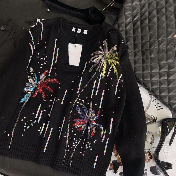 

women's sweaters european fashion early spring latest heavy craft custom embroidered beaded sweater, White;black