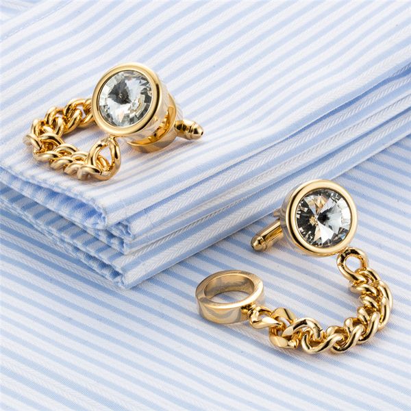 

cuff links luxury crystal brass chain cufflinks for mens jewelry buttons cuff links man wedding gifts gemelos z559 230325, Silver