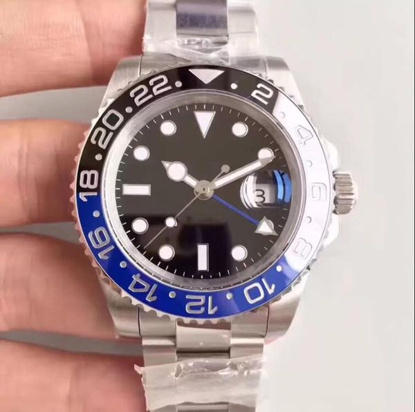 

st9 watch stainless black blue batman ceramic bezel luxury mens mechanical automatic movement gmt self-winding men watches wristwatches, Slivery;brown