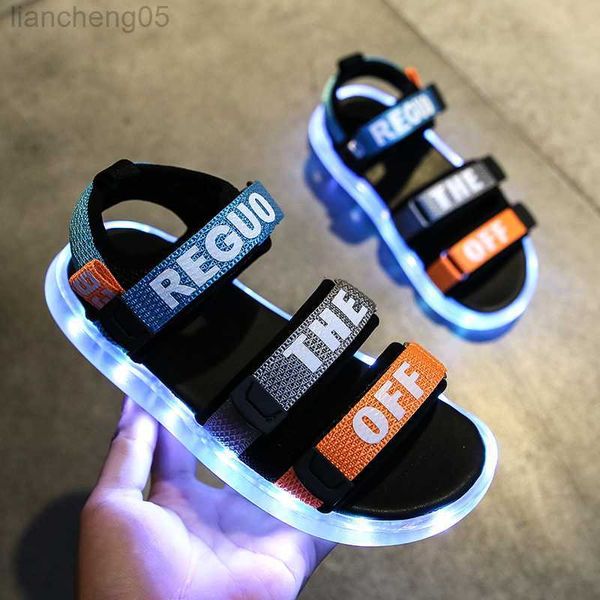 

sandals unclejerry child sandals usb charging lighting shoes children glowing sandal for boys and girls summer shoes w0327, Black;red