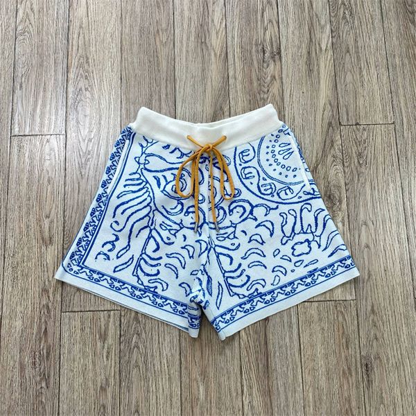 

blue drawstring shorts men women 1 quality 2023ss summer knit shorts