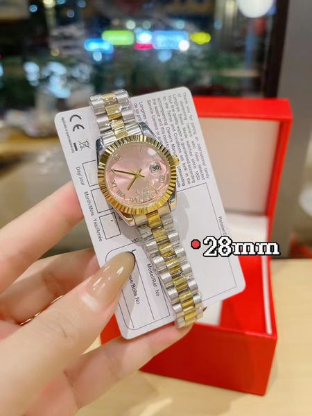 

with original box wristwatches women watch lady size 28mm girl sapphire glass wristwatch automatic mechanical movement watches 2023, Slivery;brown