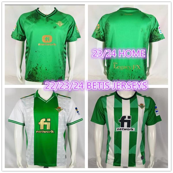 

22 23 24 real betis home soccer jerseys fekir forever green home manga corta joaquin b.iglesias camiseta de futbol juanmi 2023 2024 special, Black;yellow