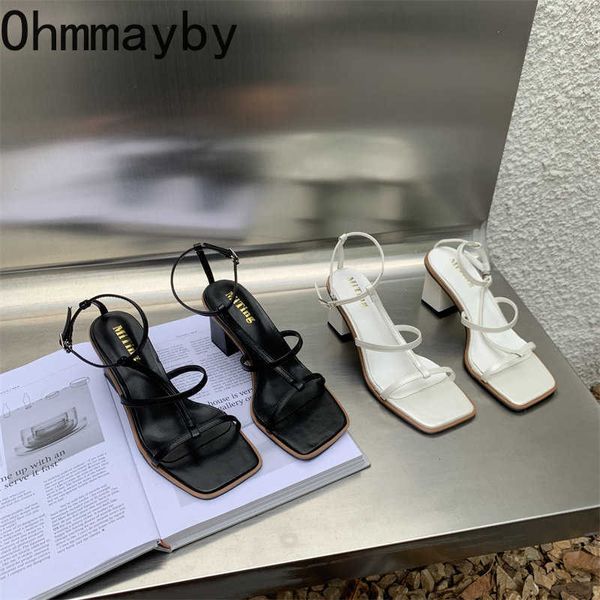 

2023 summer high heels woman sandals fashion narrow band open toe pumps shoes female outdoor cross strap sandalias 230327, Black
