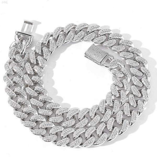 

bes fine jewelry 15mm 925 sterling silver with gra moissanite diamond miami cuban curb link men chain necklace