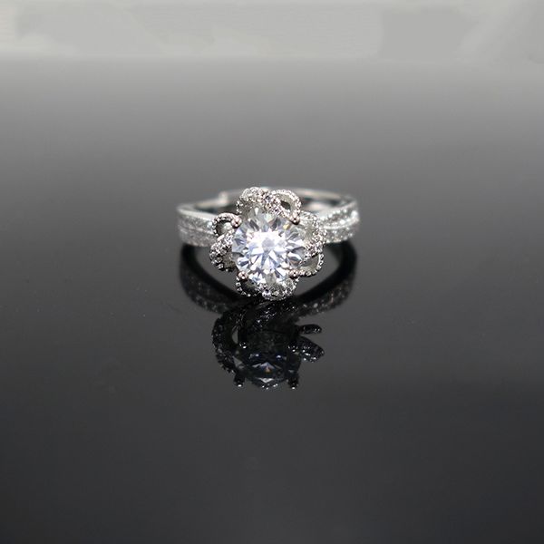 

real moissanite ring 1.0 carat women 925 sterling silver diamond fine accessories wedding ring, Slivery;golden