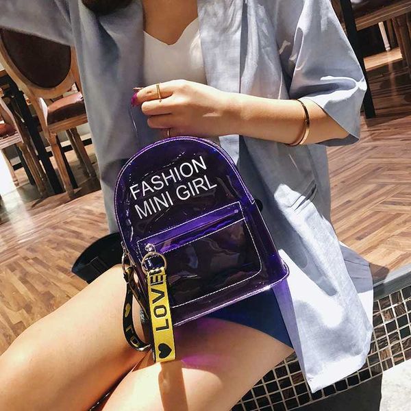 

transparent backpack 2023 spring and summer new fashion jelly letter handheld casual bag single shoulder bags