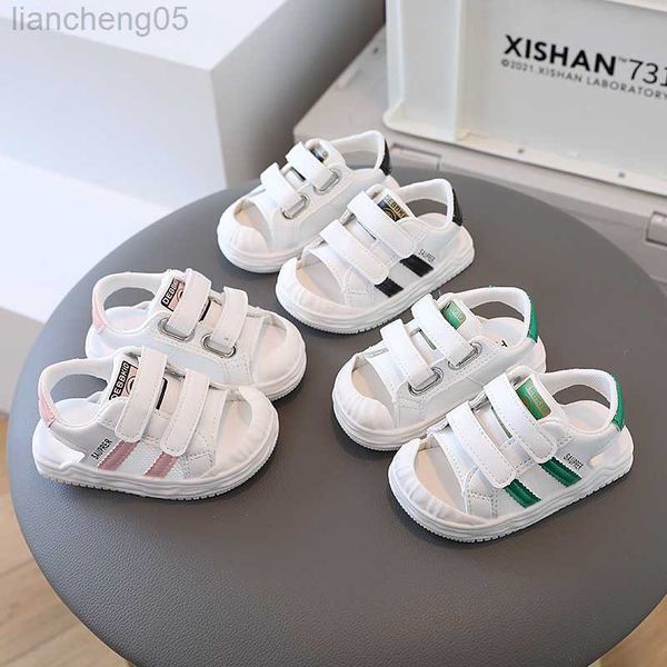 

sandals 2023 summer children's sandals girls' baby shoes soft sole walking shoes boys' breathable hollow mesh shoes w0327, Black;red