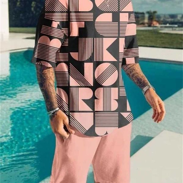 

fashion tracksuit men's casual one-piece shorts set short sleeve t-shirt beach shorts 3d digital print, White;black