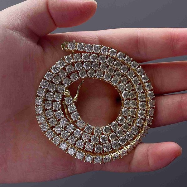 

hip hop 4mm 5mm silver moissanite diamond chains fine tennis chain in stock