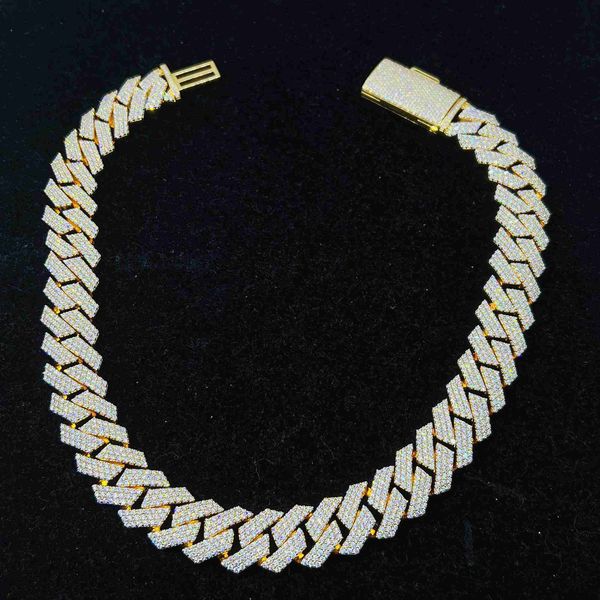 

ready to ship hip hop jewelry 20mm width iced out luxury custom moissanite cuban link chain, Silver