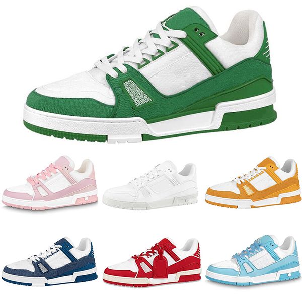

designer virgil trainer sneaker casual shoes calfskin black white pink leather abloh green red blue overlays platform low sneakers outdoor w