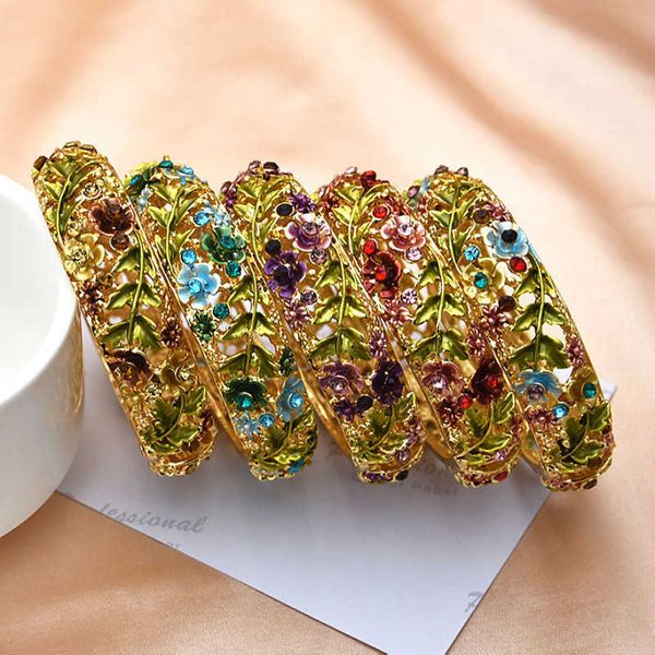 

charm bracelets bangle jewelry rose set diamond hollow alloy cloisonne antique painted bracelet (female), Golden;silver