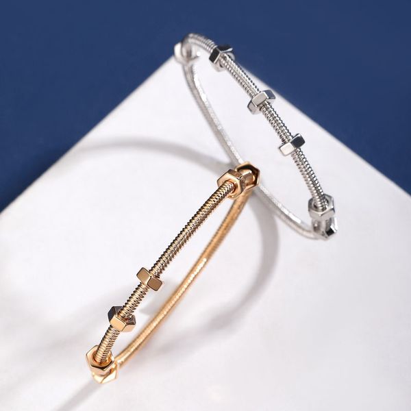 

925 sterling silver charm bracelets cuff bangle for women, Golden;silver