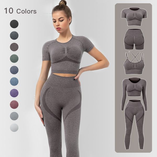 

yoga outfits women's sportswear yoga set workout clothes athletic wear sports gym legging seamless fitness bra crop long sleeve yoga su