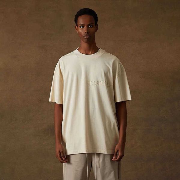 

fog t shirt mens essentialls designer tees ess women tshirts fg new track high loose casual flocking print spring short sleeve, White;black