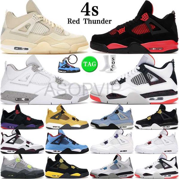 

designer shoes 2023 shoes mens basketball 4s black cat red thunder 4 university blue sail white oreo tour yellow bordeaux men women outdoor