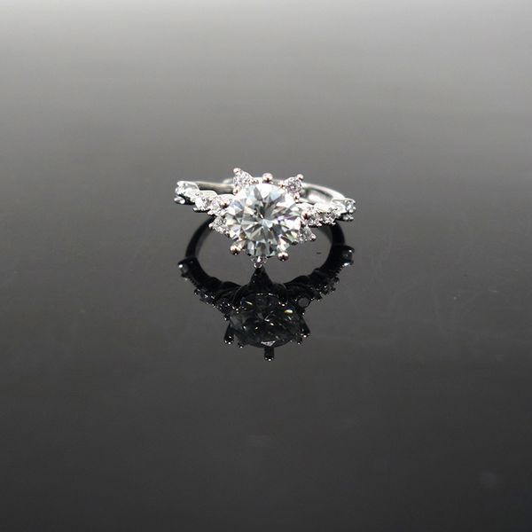 

2ct 8mm certified moissanite ring 18k yellow gold ring for women double halo lab diamond wedding band 100% s925 silver, Slivery;golden