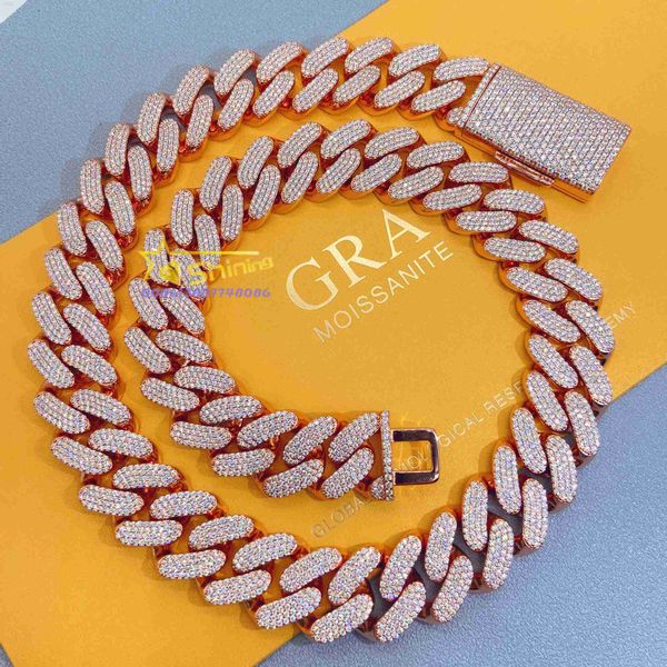 

new arrival custom rose gold heavy iced out moissanite vvs diamond chain cuban link, Silver