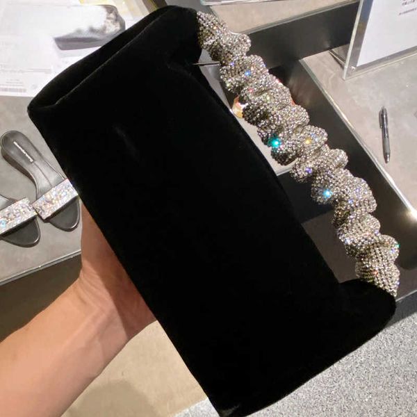 

evening bag stones folding handle velvet handbag women new soft square clutch