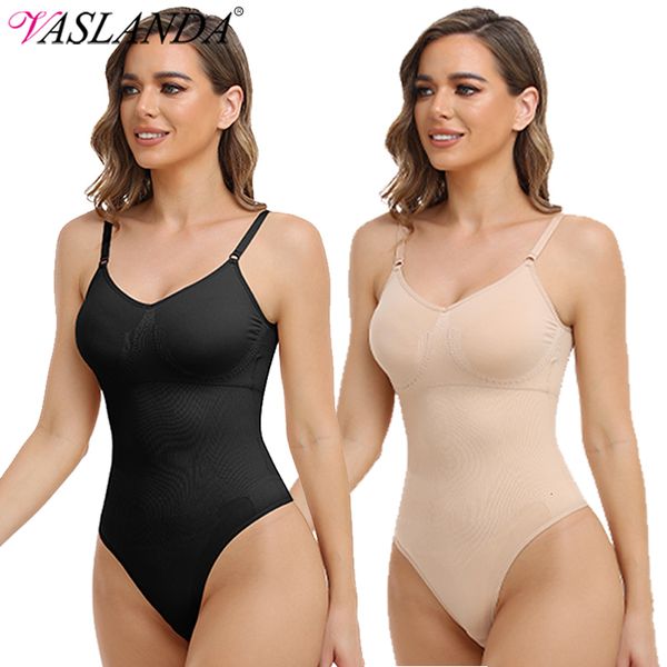 

waist tummy shaper thong bodysuit for women tummy control shapewear v-neck tank lingerie jumpsuit smooth body shaper waist slim underwear 2