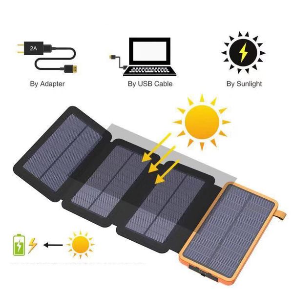 Solar Power Bank Portable 50000mAh Charger Waterproof Fast Charging External Battery Charger Flashlight for Xiaomi iPhone