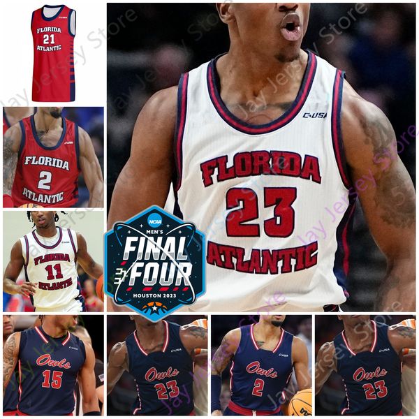 

2023 final four 4 jersey florida atlantic fau basketball ncaa college johnell davis alijah martin vladislav goldin boyd forrest greenlee wea, Black;red
