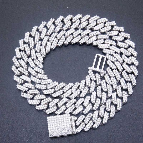 

fashion hiphop jewelry 12mm 5a def moissanite diamond necklace iced out cuban link chain, Silver