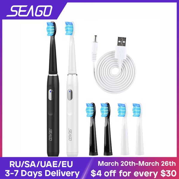 

toothbrush seago electric toothbrush rechargeable sonic vibrate 4 clean modes waterproof brushes soft bristle portable timer brush 230327