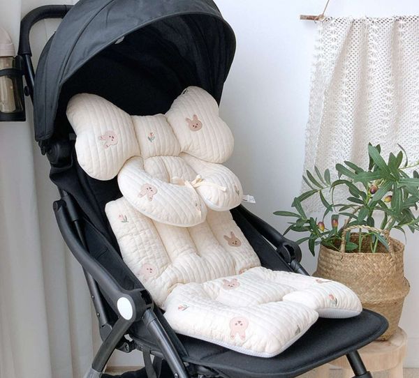 

bear embroidery baby stroller cushion autumn and winter thickened baby cotton pad children's stroller mat