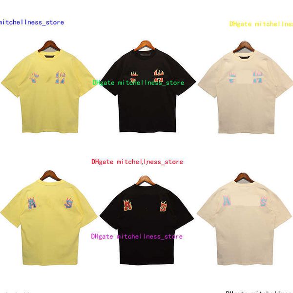

mens designer shirt palm womens t shirt new flame-lettering casual short sleeve size s/m//xl, White;black