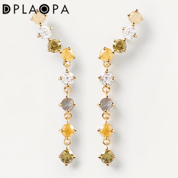 

ear cuff dplaopa 925 sterling silver gold long chain zircon cz charm beads summer wedding fine jewelry luxury jewels 230325