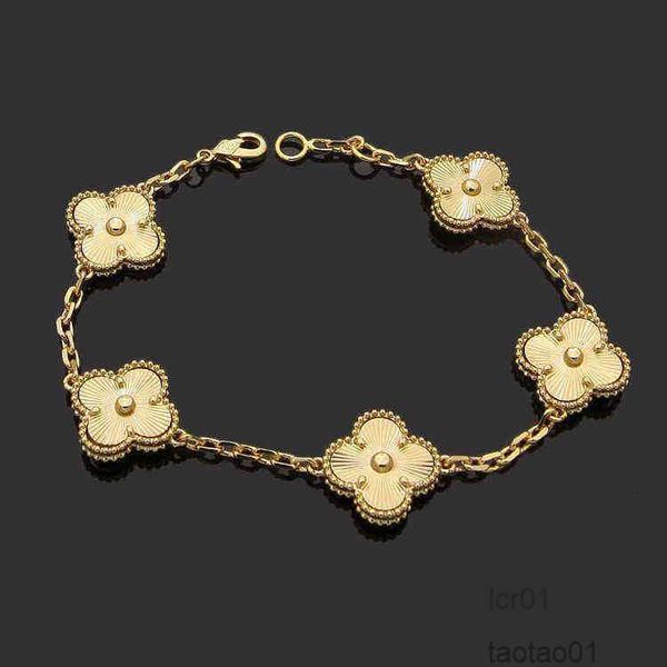 

luxury designer link chain bracelet four-leaf cleef clover womens fashion 18k gold bracelets jewelry u6 1332v, Golden;silver