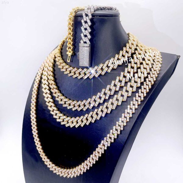 

hip hop white gold plated iced out cuban link s925 moissanite chain necklace diamond, Silver