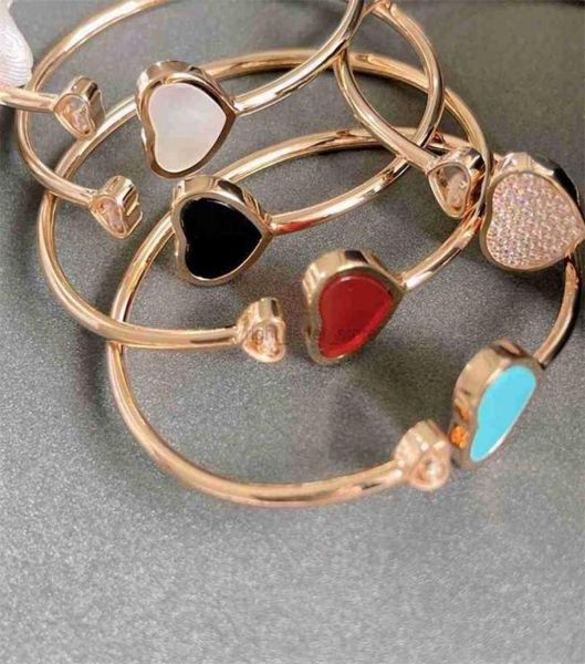 

bangle luxury brand pure 925 sterling silver jewelry for women happy design rose gold cuff wedding colorful heart diamond g2217269918, Black