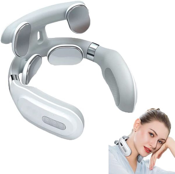 

massaging neck pillowws cordless portable electric neck cervical pulse massager relaxation compress heads muscle pain relief health care 230