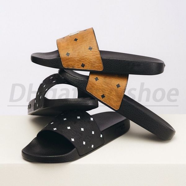 

sandal famous designer woman luxury man slipper print visetos rubber grained sllide classic outside easy to wear comfort beach flat slide la, Black