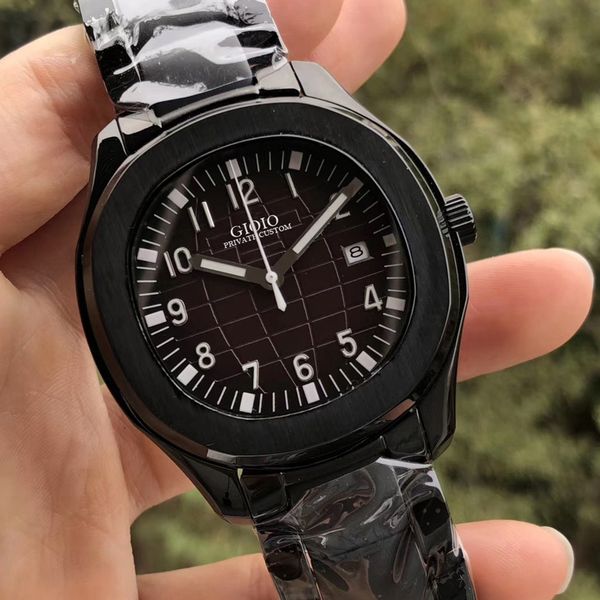 

0 0 automatic mechanical men watch black blue iiron men watch automatistainless steel casing, Slivery;brown