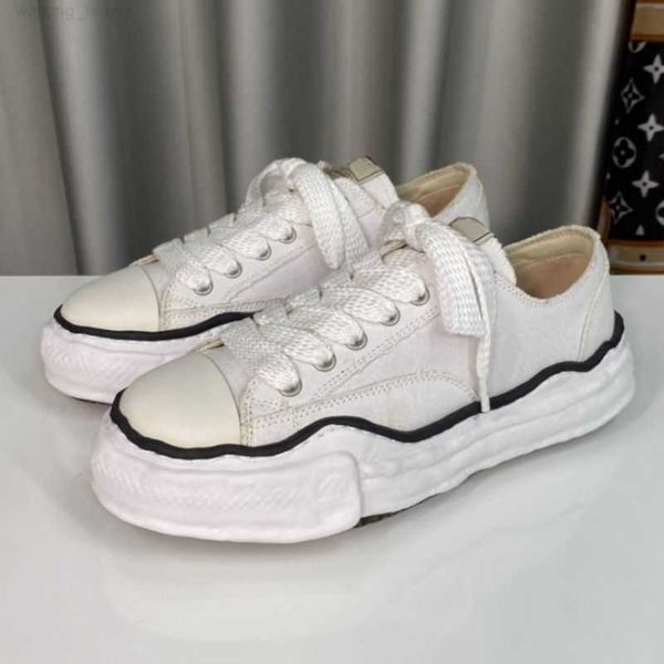 

mihara yasuhiro maison mmy dissolved shoes thick bottom canvas lace-up men 's womens casual couple fashion shoes, Black