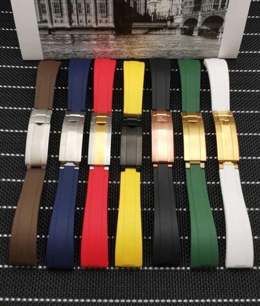 

20mm 21mm rubber silicone watch band buckle watchband for role strap daytona submariner deepsea gmt seamarster oysterflex h09152811535, Silver