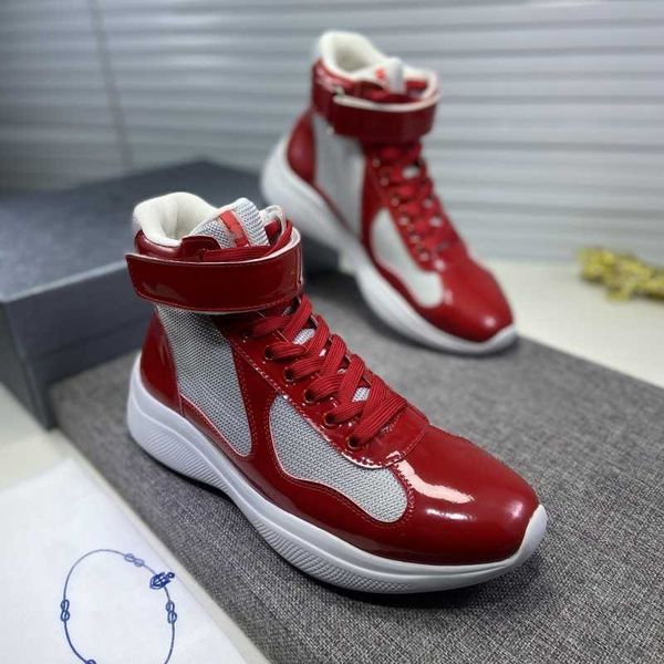

luxurious brand americas cup high-sneakers shoes men rubber sole casual walking fabric patent leather comfort outdoor runner sports eu38-44