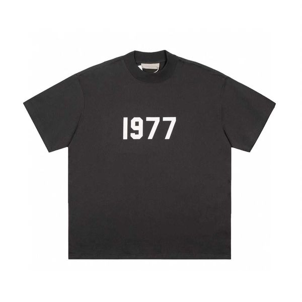 

fog t shirt mens essentialls designer tees ess women tshirts fg cotton round neck 1977 digital flocking print short sleeve loose round neck, White;black