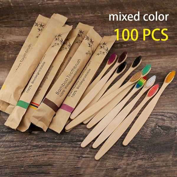 

toothbrush 10/20/30/50/100pcs bamboo toothbrushes colorful toothbrush resuable portable wooden soft tooth brush for home travel el 230327