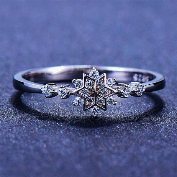 

band rings luxury female flower snowflake ring % real 925 sterling silver zircon stone ring boho promise love engagement rings for women g23