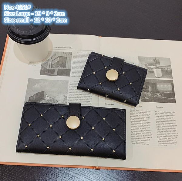 

Factory wholesale ladies shoulder bags simple Joker black leather coin purse folding multifunctional women long wallet street popular rivet clutch bag, Black22-4151#-small