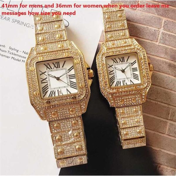 

fashion men's watches women all diamond strap quartz automatic movement stainless steels mechanical watch auto date deisgner with origi