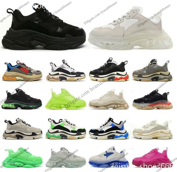 

paris casual shoes triple s clear sole trainers dad sneaker black oversized mens womens beige runners chaussures shoes