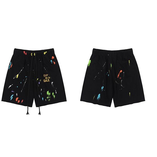 

brand shorts women men shorts designer shorts gd speckled ink hand-painted printing casual terry mens shorts hip hop drawstring straight pan, White;black