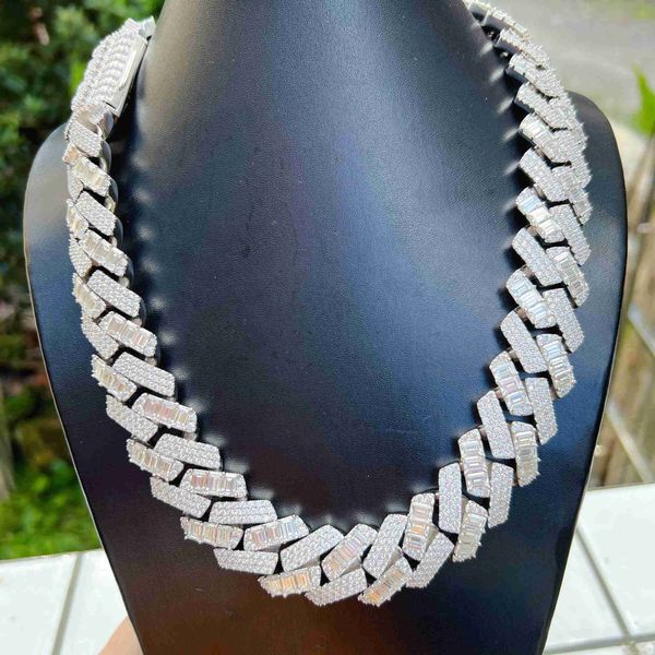 

heavy miami cuban chain bling baguette diamond sterling silver s925 d color vvs moissanite fashion cuban necklace