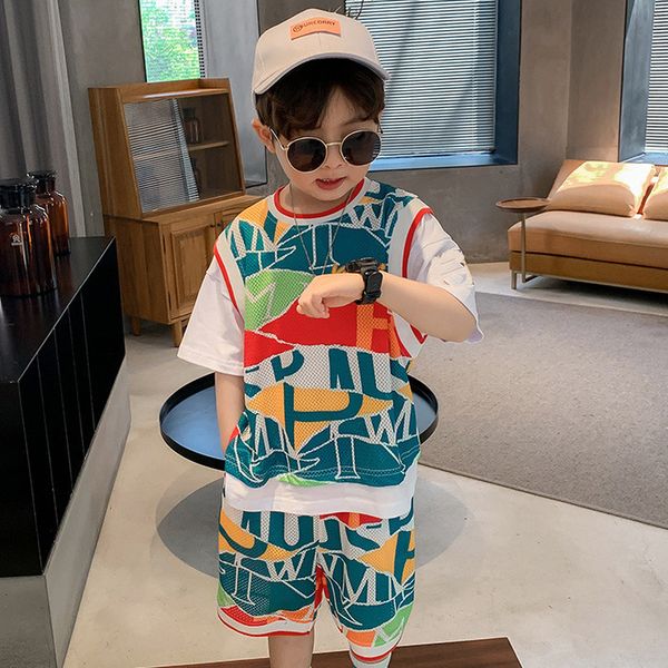 

clothing sets 2023 summer children tracksuits clothes boys shirtpants 2pcssets toddler outfits kids 312y 230327, White